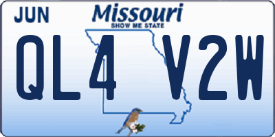 MO license plate QL4V2W