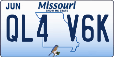 MO license plate QL4V6K