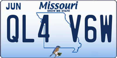 MO license plate QL4V6W