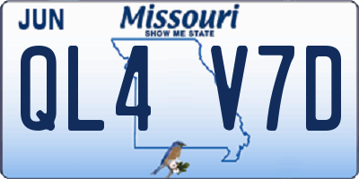 MO license plate QL4V7D