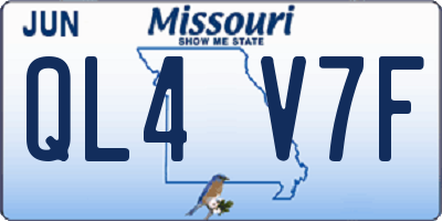 MO license plate QL4V7F