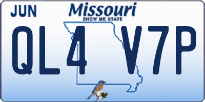 MO license plate QL4V7P