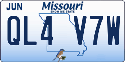 MO license plate QL4V7W
