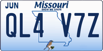 MO license plate QL4V7Z