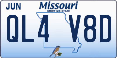 MO license plate QL4V8D