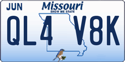 MO license plate QL4V8K