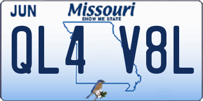 MO license plate QL4V8L