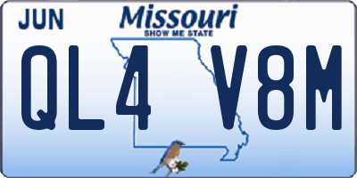 MO license plate QL4V8M