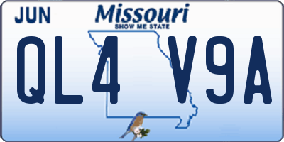 MO license plate QL4V9A