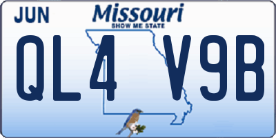 MO license plate QL4V9B