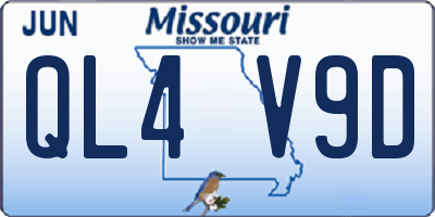 MO license plate QL4V9D