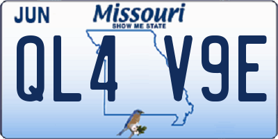 MO license plate QL4V9E