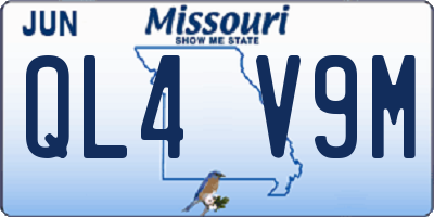 MO license plate QL4V9M