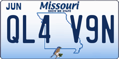 MO license plate QL4V9N