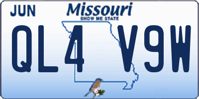 MO license plate QL4V9W
