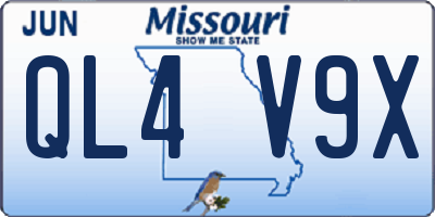 MO license plate QL4V9X