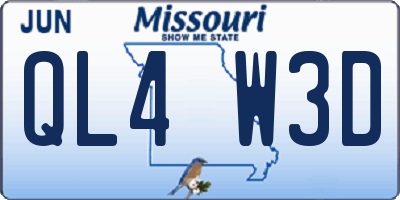 MO license plate QL4W3D