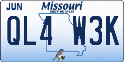 MO license plate QL4W3K