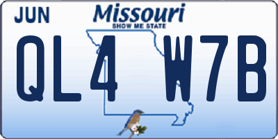 MO license plate QL4W7B