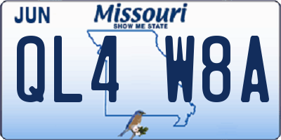 MO license plate QL4W8A