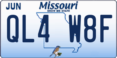 MO license plate QL4W8F