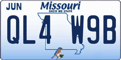MO license plate QL4W9B