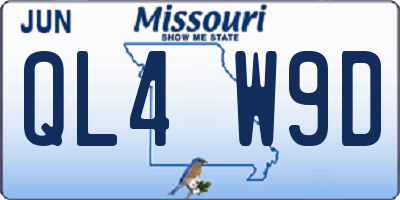 MO license plate QL4W9D