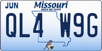 MO license plate QL4W9G