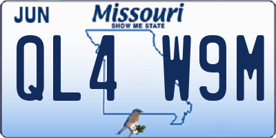 MO license plate QL4W9M