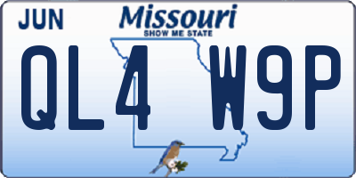 MO license plate QL4W9P