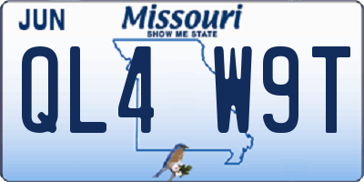 MO license plate QL4W9T