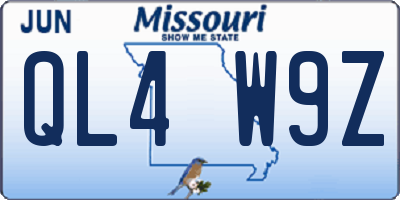 MO license plate QL4W9Z