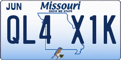 MO license plate QL4X1K