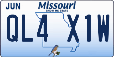 MO license plate QL4X1W