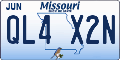 MO license plate QL4X2N