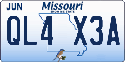 MO license plate QL4X3A