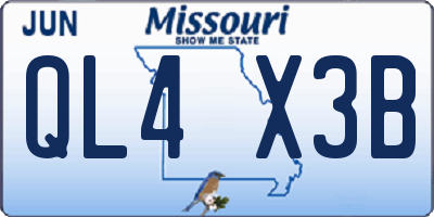 MO license plate QL4X3B