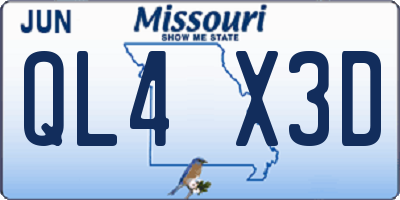 MO license plate QL4X3D
