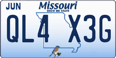 MO license plate QL4X3G