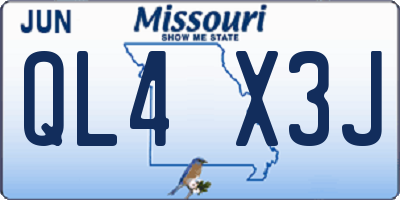 MO license plate QL4X3J