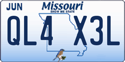 MO license plate QL4X3L
