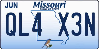 MO license plate QL4X3N