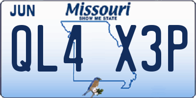 MO license plate QL4X3P