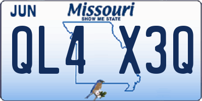 MO license plate QL4X3Q