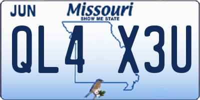 MO license plate QL4X3U