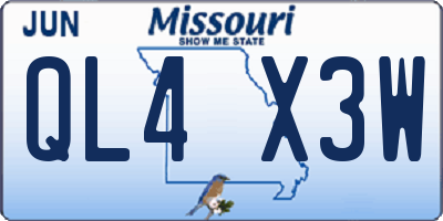 MO license plate QL4X3W