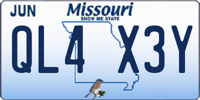 MO license plate QL4X3Y