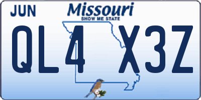 MO license plate QL4X3Z