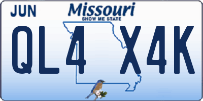 MO license plate QL4X4K