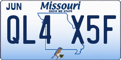 MO license plate QL4X5F